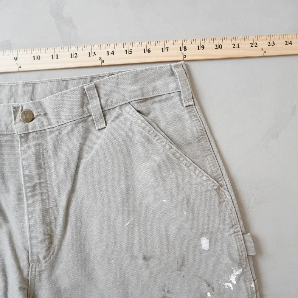 Carhartt Washed Duck Work Dungaree Pants 36x30 Mens Desert Tan Painted